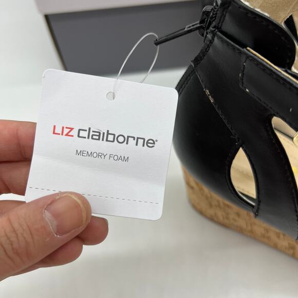 Liz Claiborne Womens Octavia Wedge Sandals Black Size 10M - Picture 3 of 11